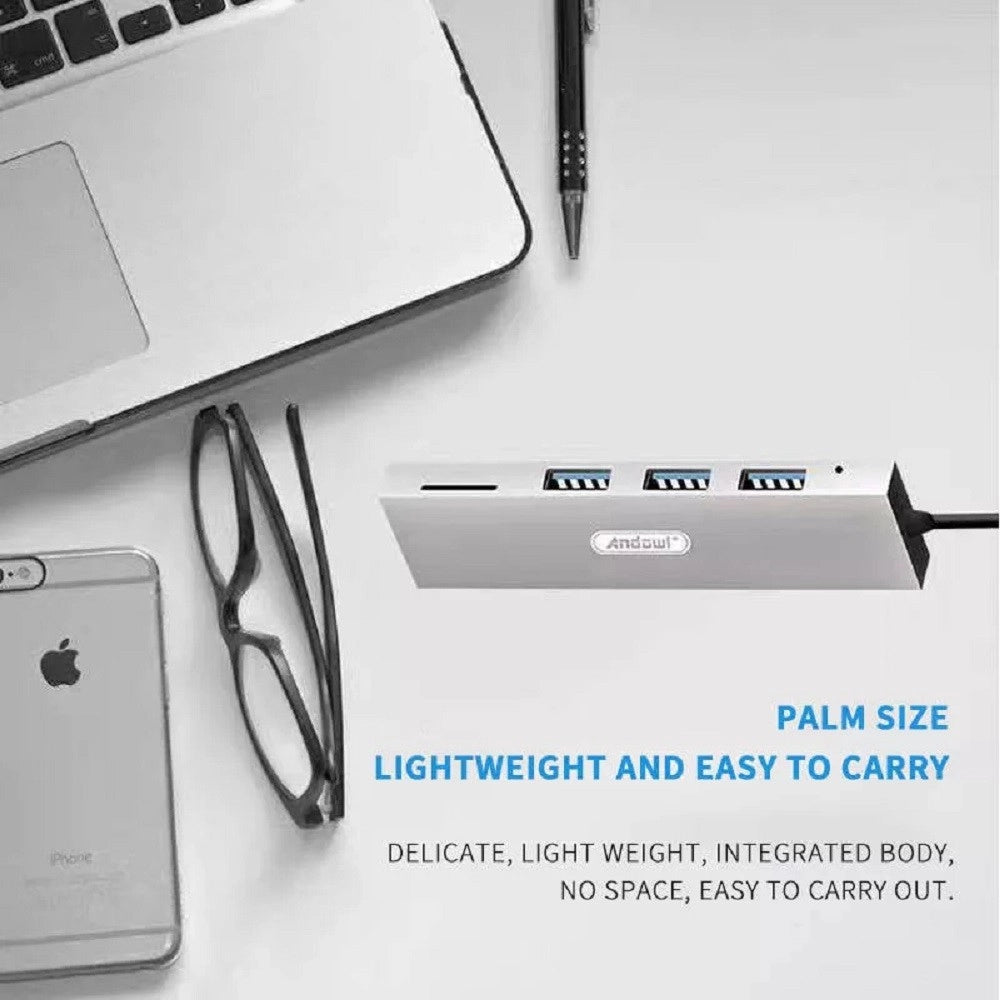 Trade Shop - Hub Usb 3 Porte Usb3.0 + 1 Slot Micro Sd Portatile Dissipazione Del Calore Q-t89 -