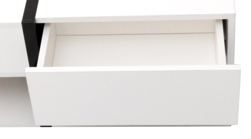 TAVOLINO DA SALOTTO Quadrato 78x78x36 cm Bianco Lucido con 4 Cassetti