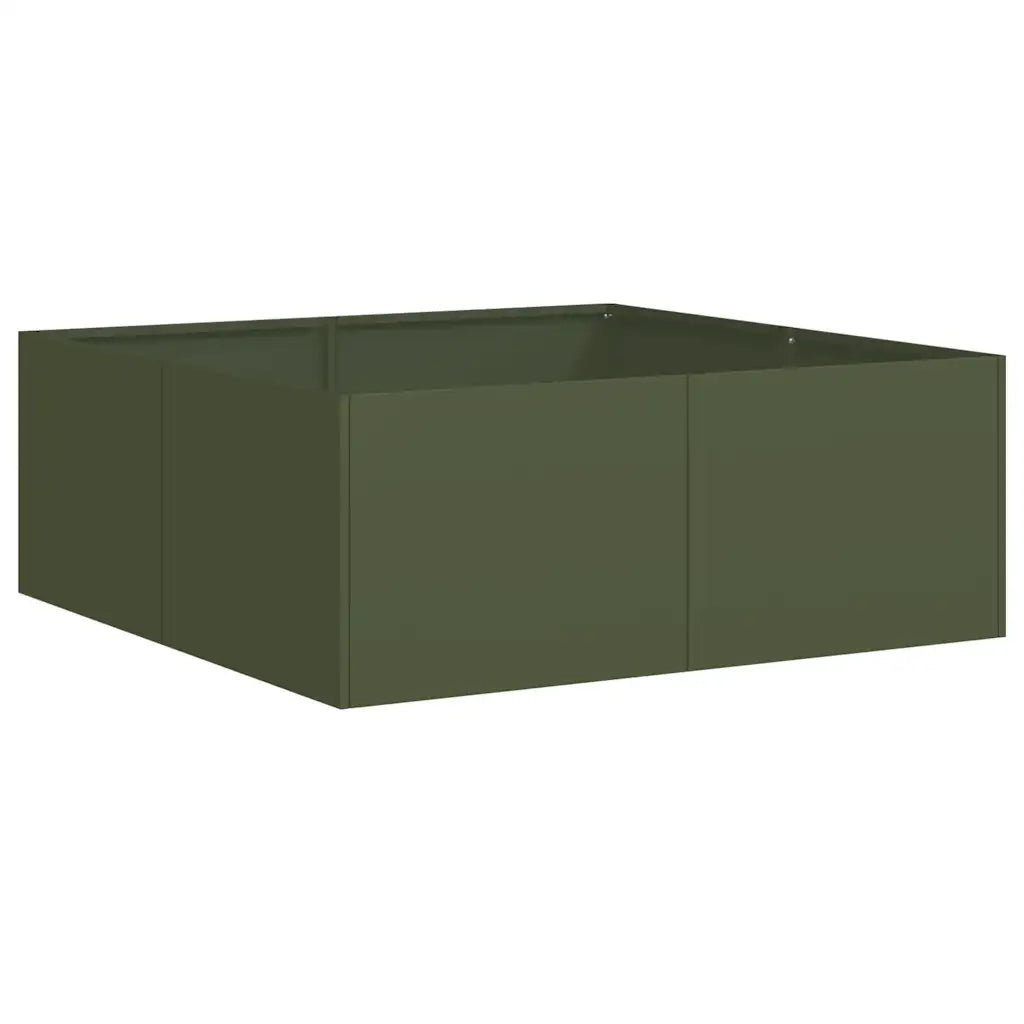 Fioriera Verde Oliva 80x80x30 cm in Acciaio 860804