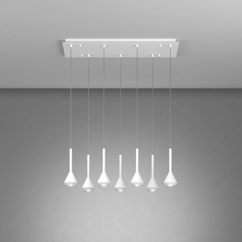 Lampadario Moderno Aygo Metallo Bianco 7 Luci Gu10