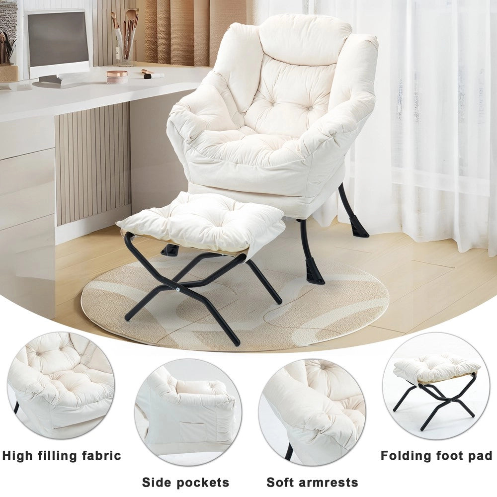 Poltrona Relax con Poggiapiedi Pieghevole e Tasca Laterale ¨C MINIMAL ¨C Tessuto