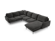 Cosmopolitan Design - Divano panoramico sinistro "Vienna" 7 posti in velluto grigio scuro 