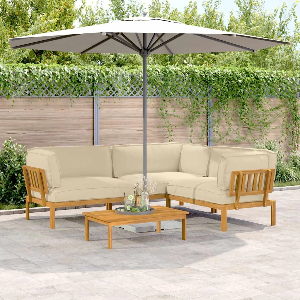 Set di divani con cuscino 4 pcs Beige Legno di Acacia Massello 3418537