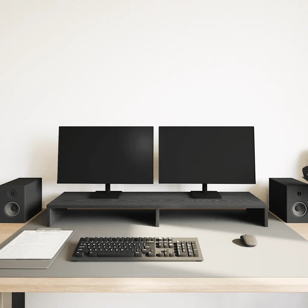 vidaXL Supporto per Monitor Rovere Nero 100x27x10cm in Legno di Pino