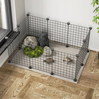 Recinto nero in metallo per cani, conigli, gatti e cuccioli 108 x 108 cm