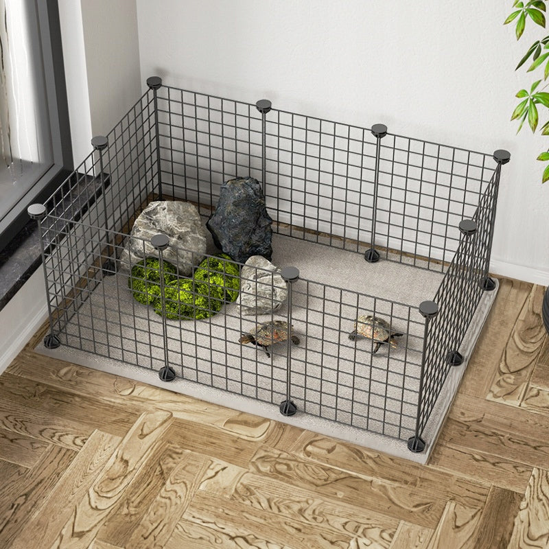 Recinto nero in metallo per cani, conigli, gatti e cuccioli 108 x 108 cm