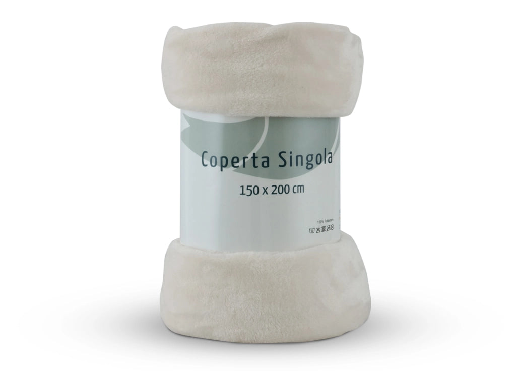 Morbido Plaid Coperta Pile Per Divano Singolo Matrimoniale Tinta Unita Panna - 1 Piazza - Panna
