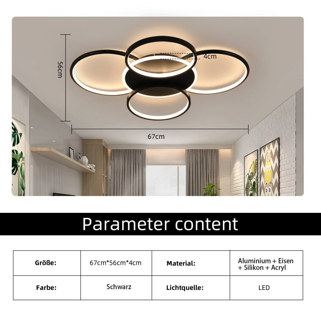 ZMH Lampada da soffitto plafoniera LED dimmerabile 5 anelli 70W per soggiorno ufficio sala pranzo