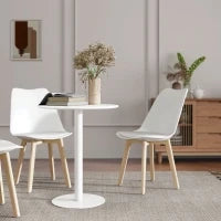 Tavolo da Cucina Rotondo per 2 Persone dal Design Moderno in Acciaio, Ø60x72 cm, Bianco