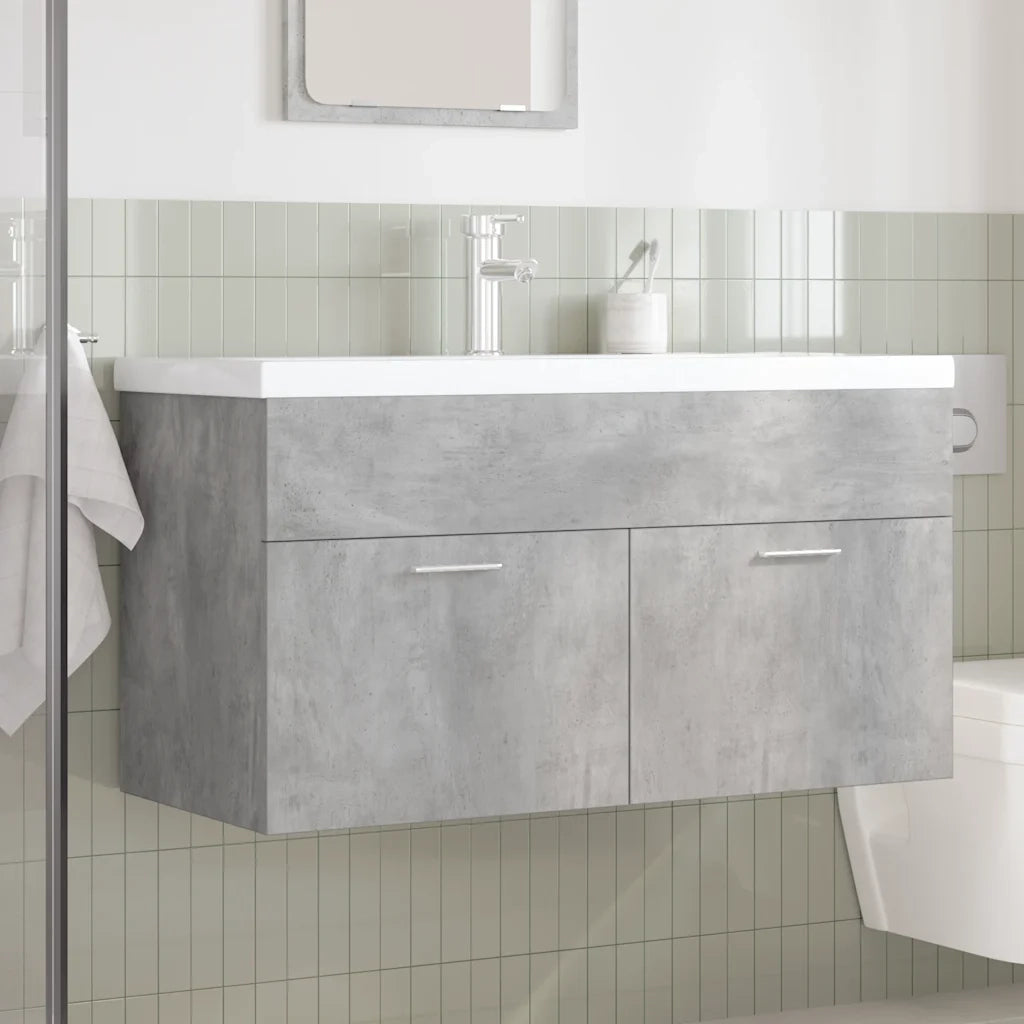 Mobile da Bagno con Lavabo | Armadio Lavabo Integrato e Rubinetto Grigio Cemento