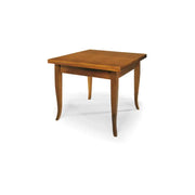 Tavolo classico allungabile a libro fino 180 cm in legno massello e mdf con rifinitura in noce 90x90x78 H