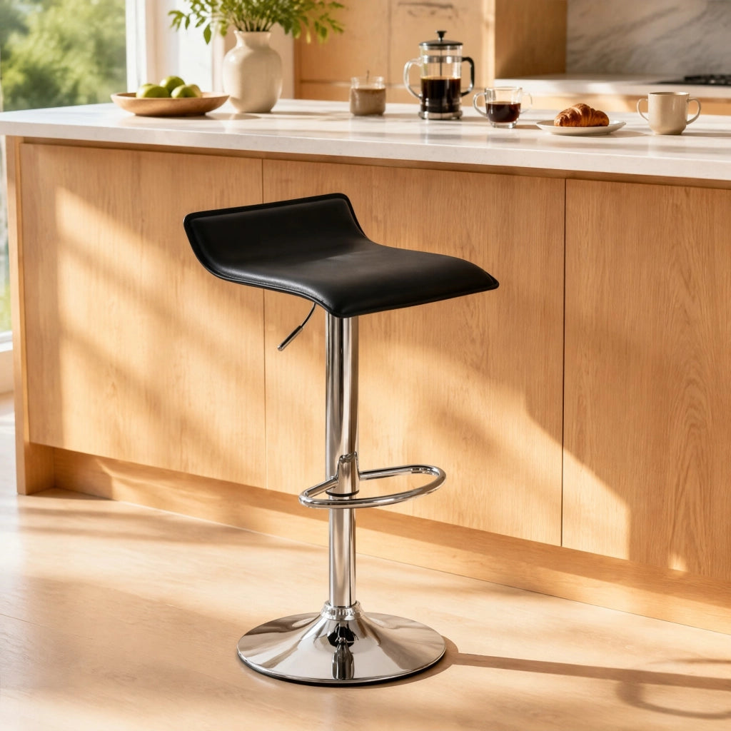 SGABELLO Da bar regolabile girevole 62-84 cm Nero in ecopelle e acciaio