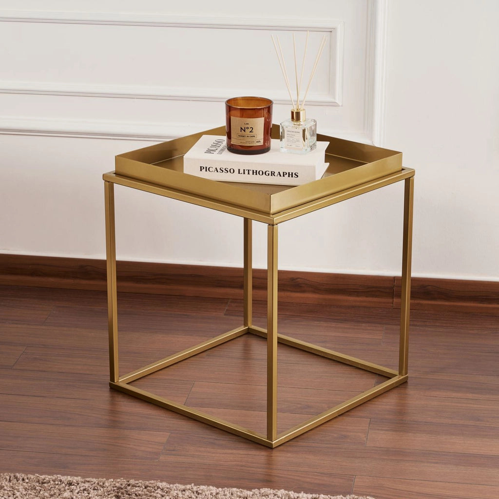 Lorsica, Tavolino da Salotto Forma Quadrato, 45x45x52h cm oro