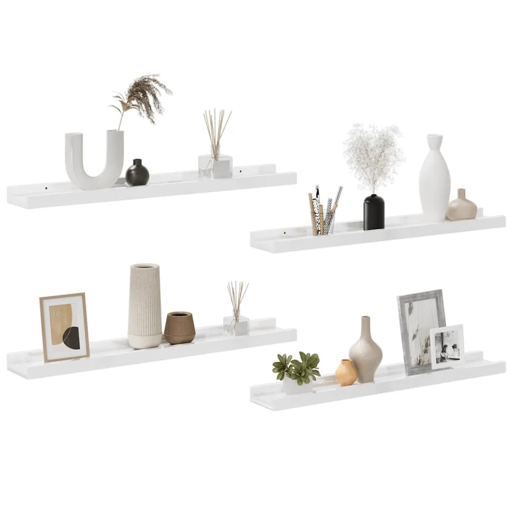 Mensole da Parete 4 pz Bianco Lucido 60x9x3 cm cod mxl 33213