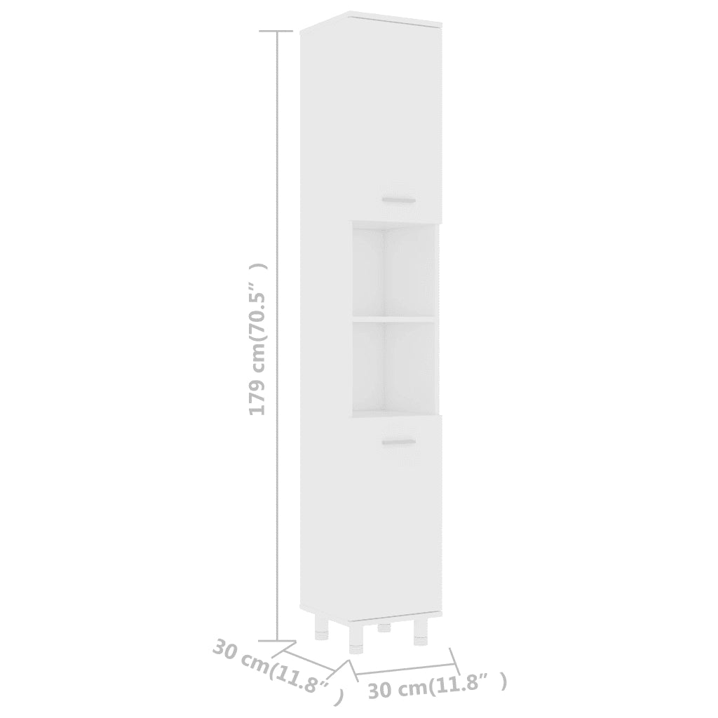 Mobile da Bagno | Armadio da bagno Bianco 30x30x179 cm in Legno Multistrato
