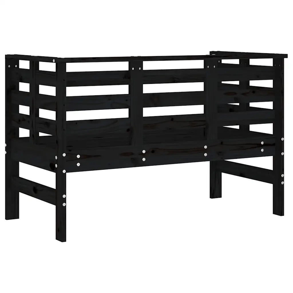 Panchina da Giardino | Panca da Giardino Nera 111,5x53x71 cm Legno Massello di Pino