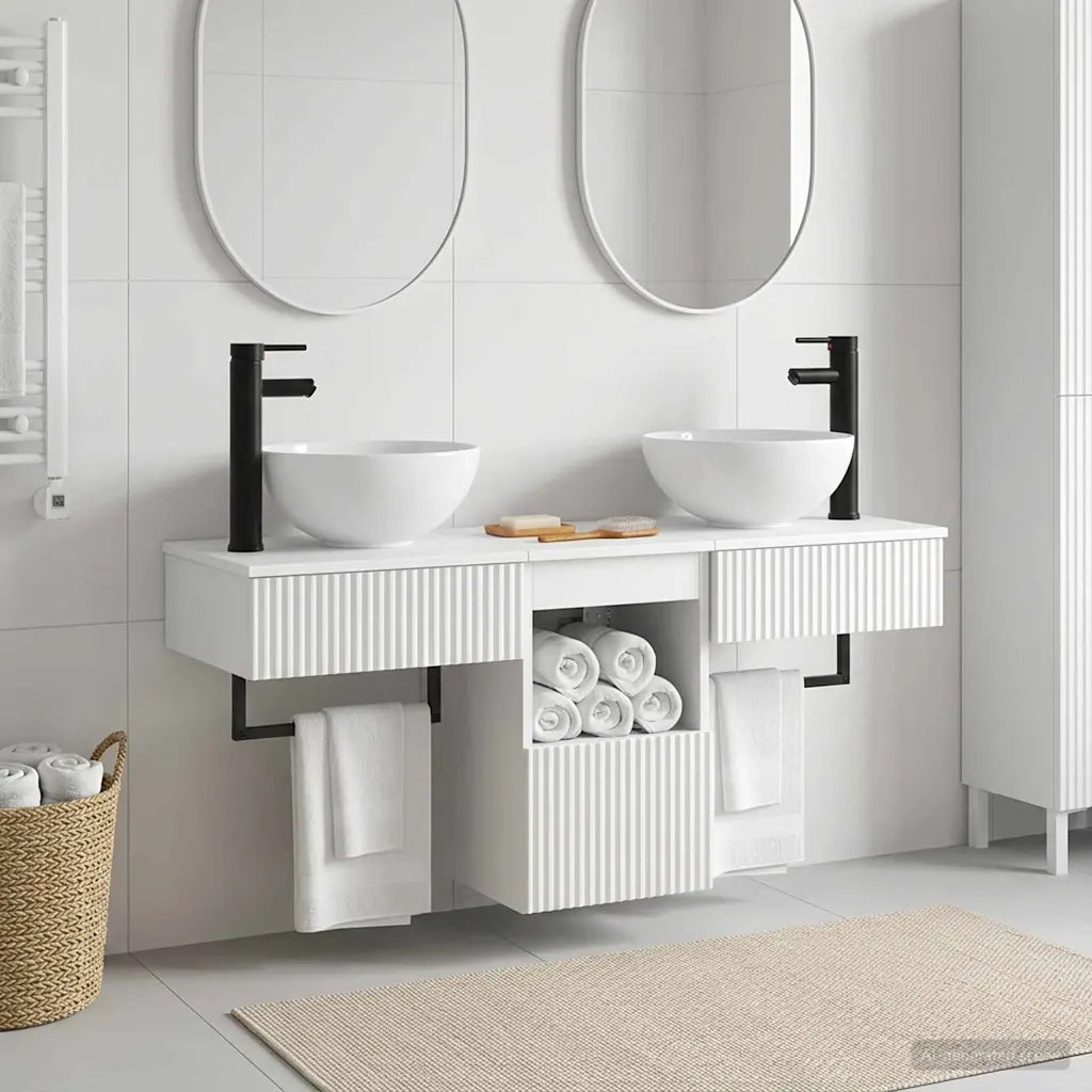 Set di mobili per il bagno 3 pz Bianco Lucido 3405591