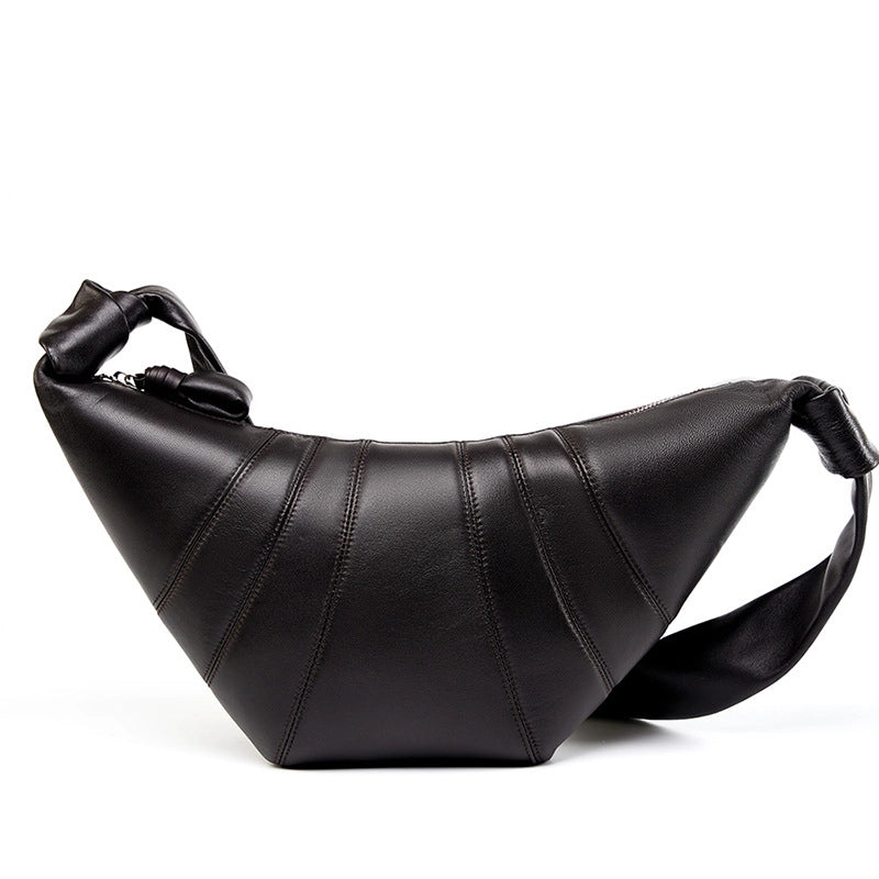 Borsa a tracolla diagonale in pelle di pecora marrone