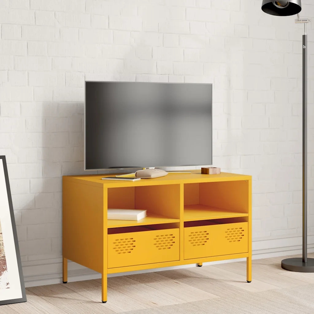 Mobile TV Giallo Senape 68x39x43,5cm Acciaio Laminato a Freddo 851319