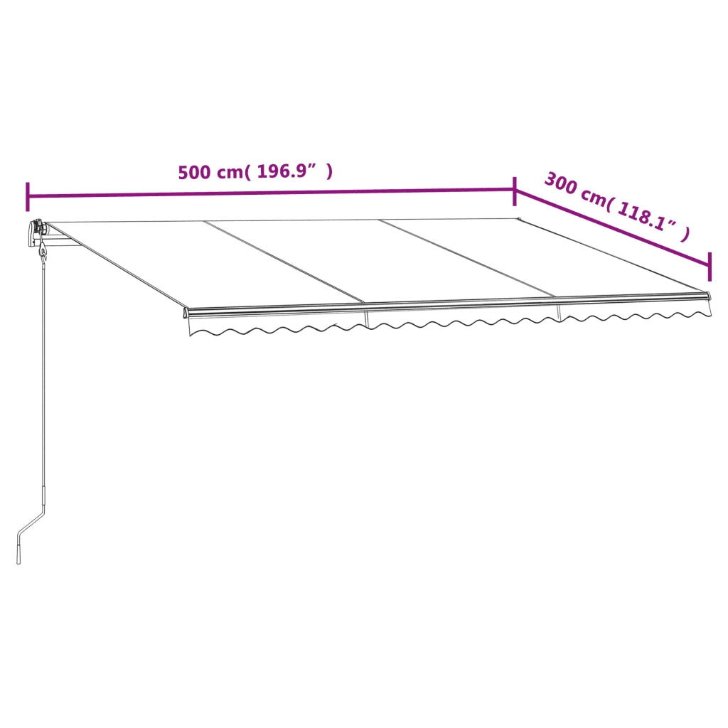 Tenda da Sole Retrattile Automatica 500x300cm Giallo e Bianco 3068948
