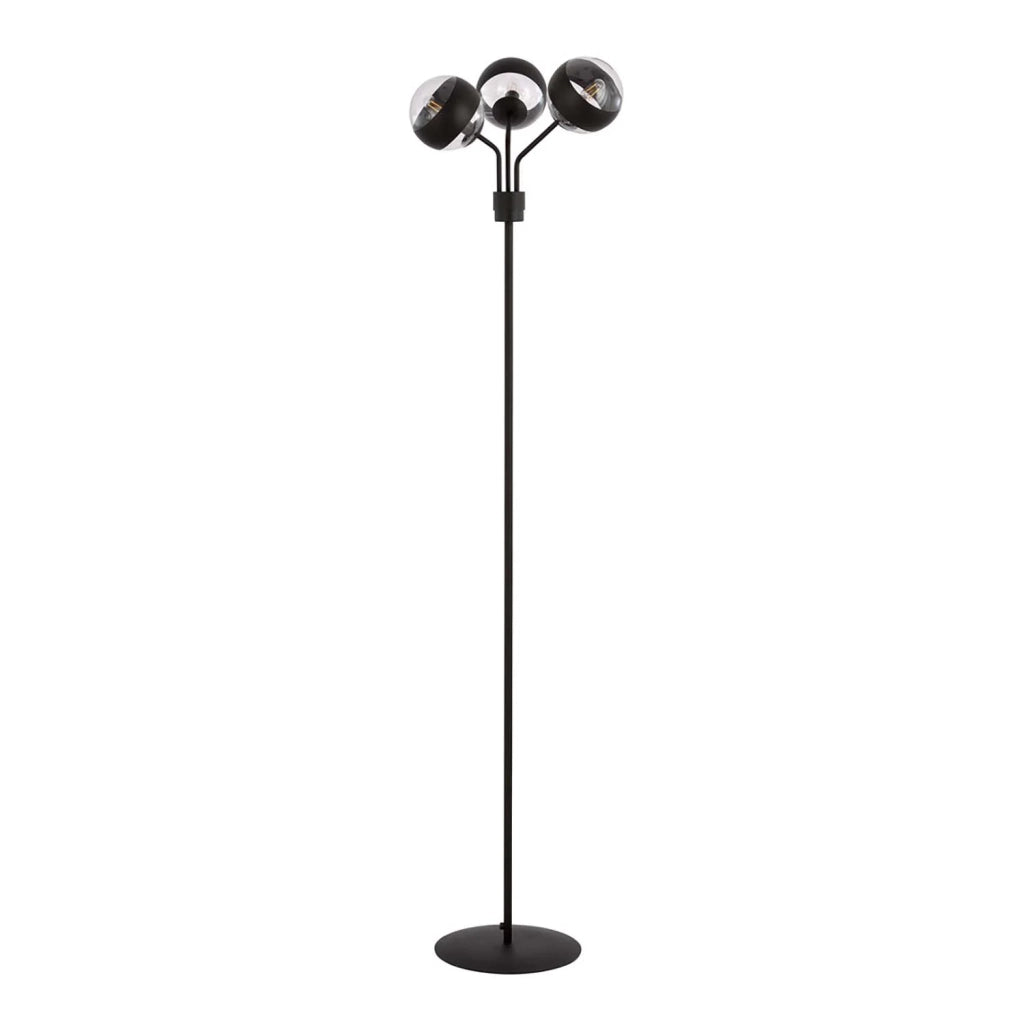 Piantana Moderno Orione Acciaio Nero Trasparente 3 Luci E14 Ip20