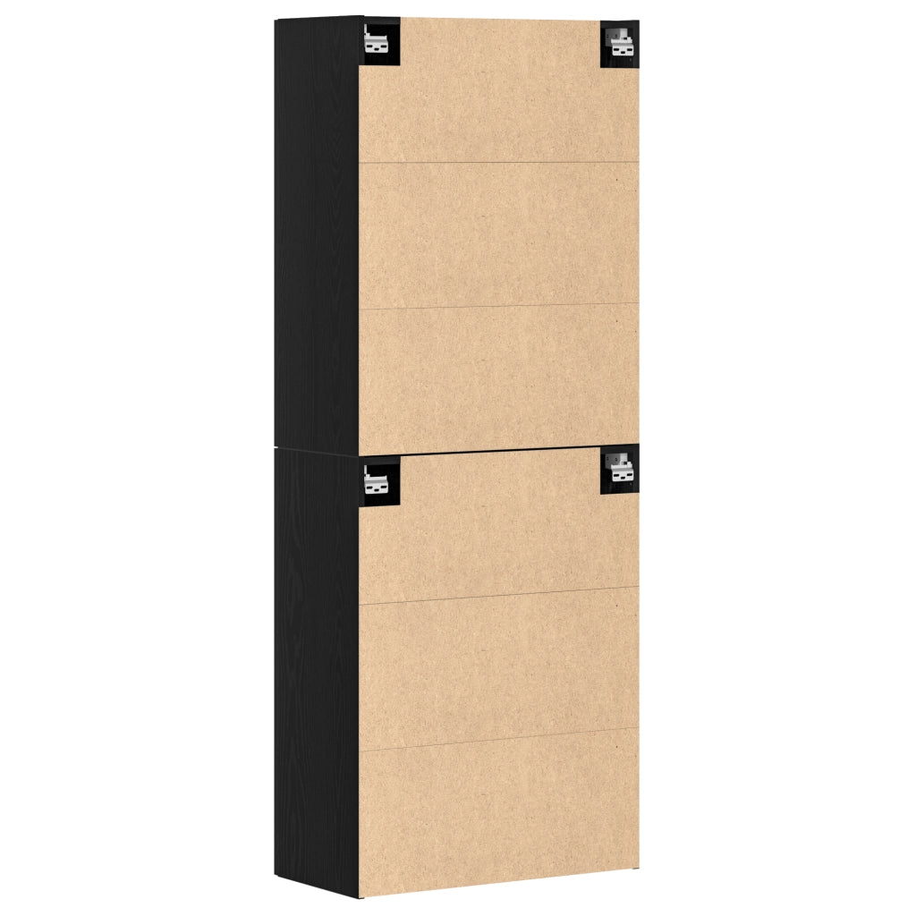 Armadi  2 pz Nero Rovere 69,5x34x180 cm Legno ingegnerizzato
