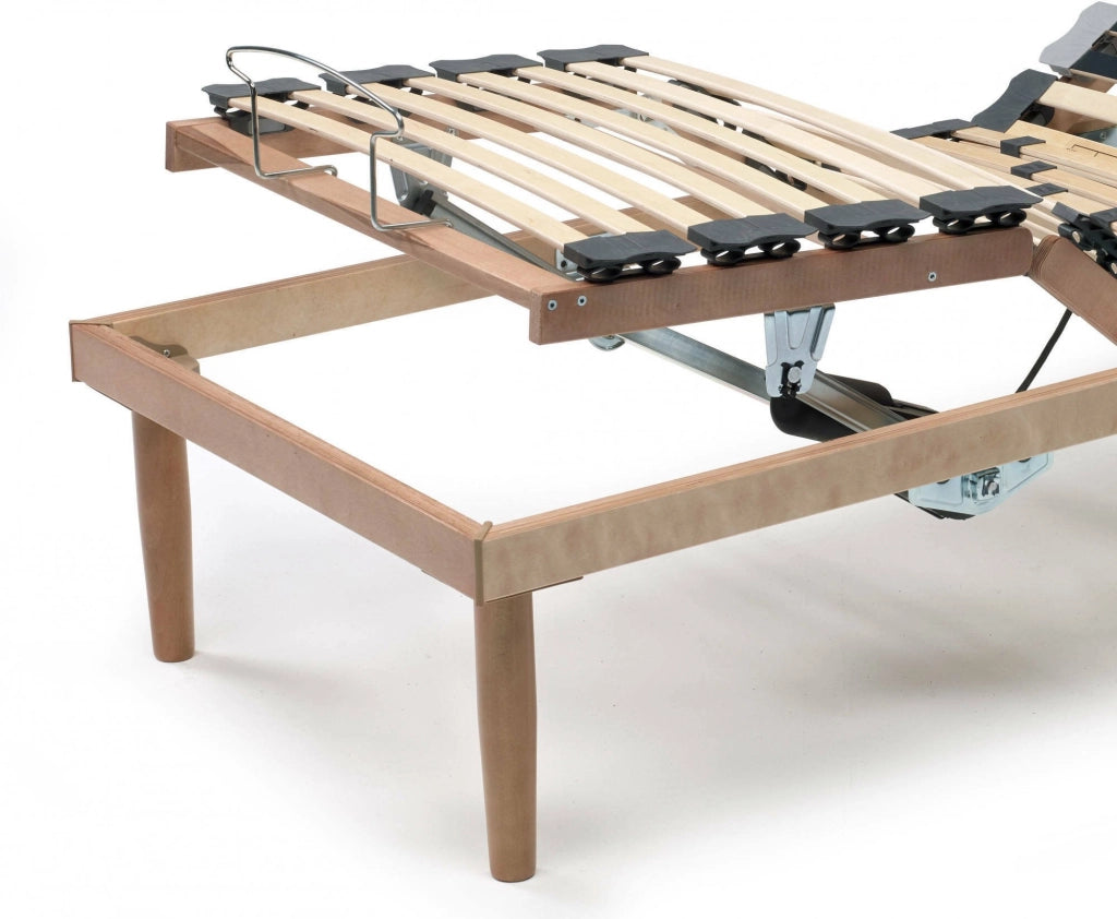 Rete letto singolo Arby, Rete a doghe in legno con motore, 100% Made in Italy, Rete ortopedica reclinabile motorizzata, cm 80x190h 34
