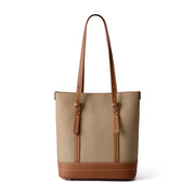 Borsa a mano e a tracolla da donna in vera pelle, colore marrone.