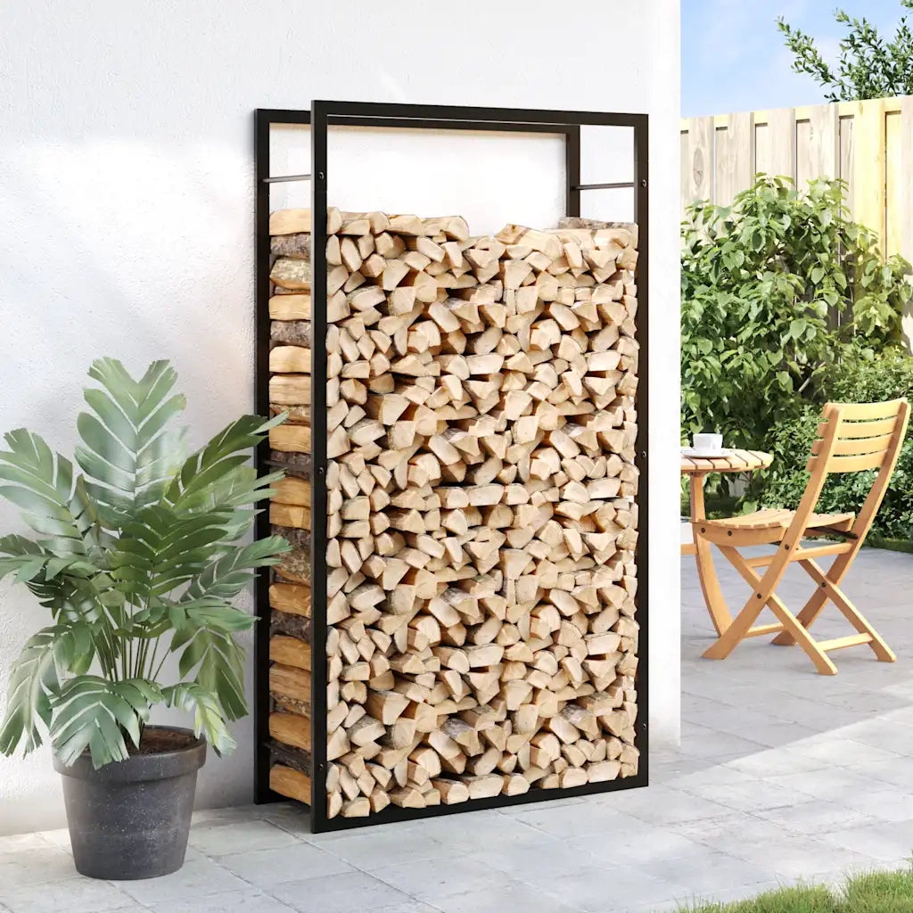 Portalegna Nero Opaco 80x28x154 cm in Acciaio