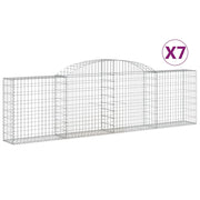 Cestini gabbioni recinzione a gabbia muro di contenimento ad arco 7 pezzi 300 x 30 x 80/100 cm ferro zincato argento 02_0041106