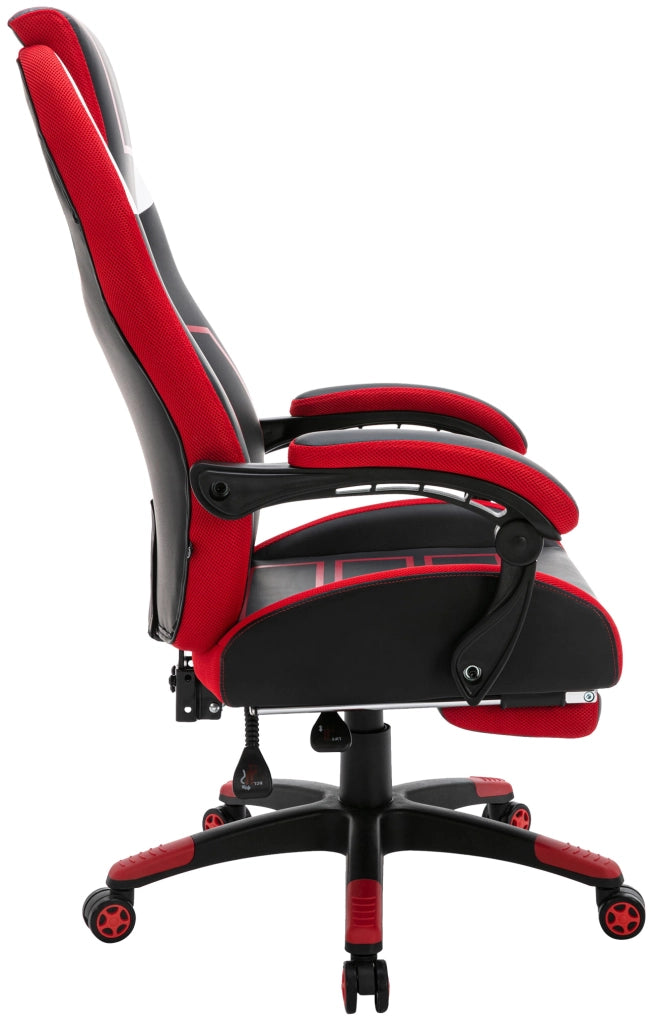 Sedia da ufficio Clovis in similpelle nero/rosso