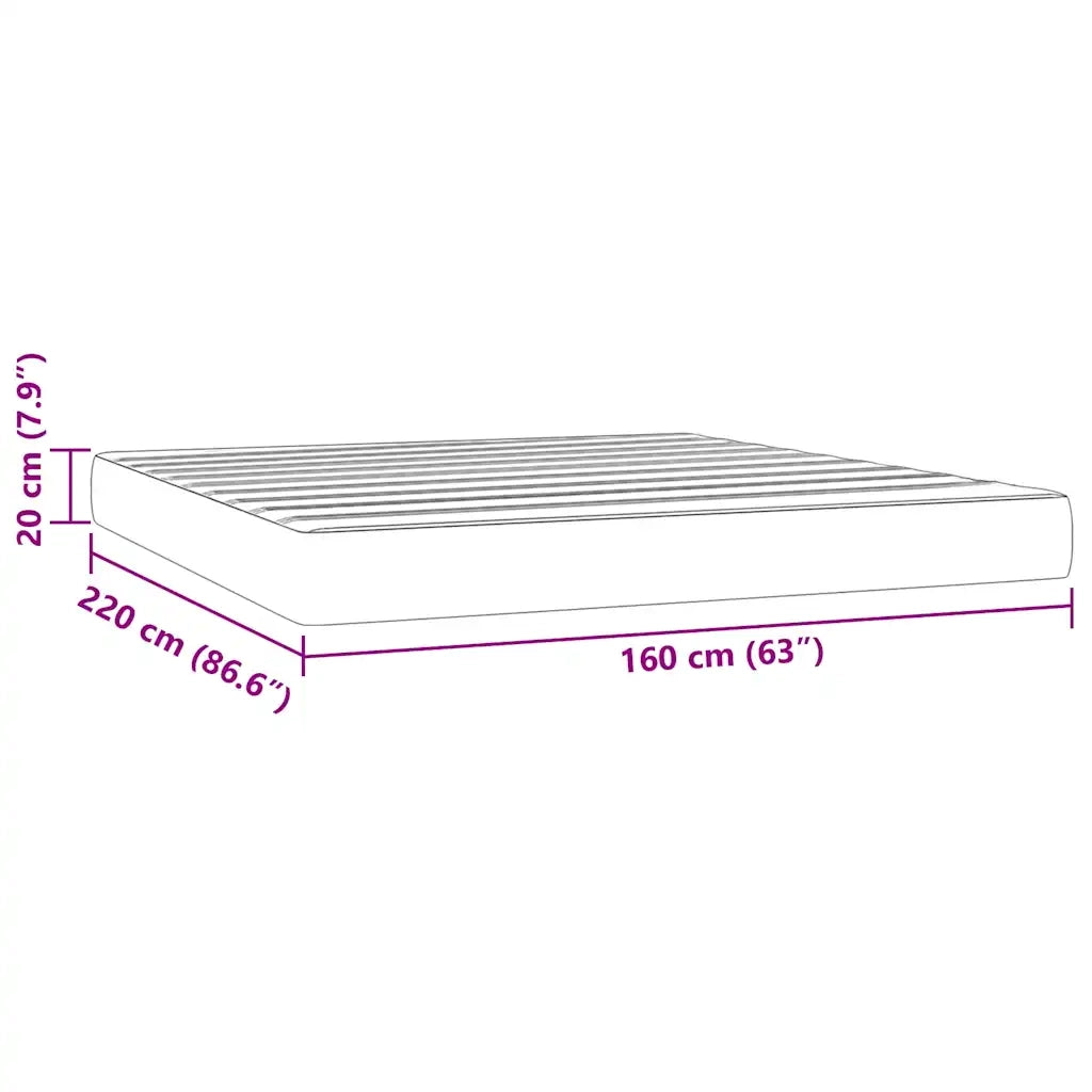 Materasso a Molle-Materasso per letto Grigio Scuro 160x220x20 cm in Velluto