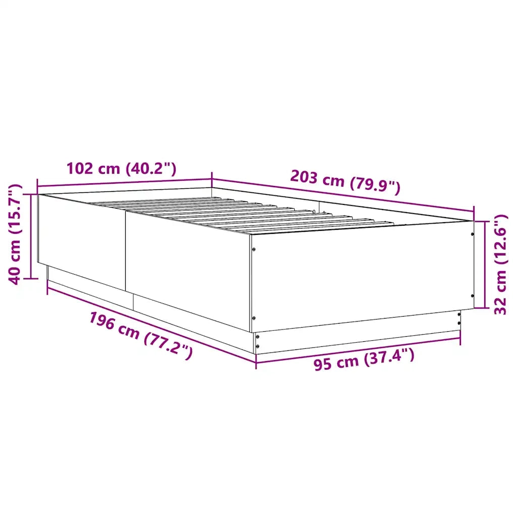 Giroletto-Struttura Letto Grigio Cemento 100x200 cm in Legno Multistrato 894605