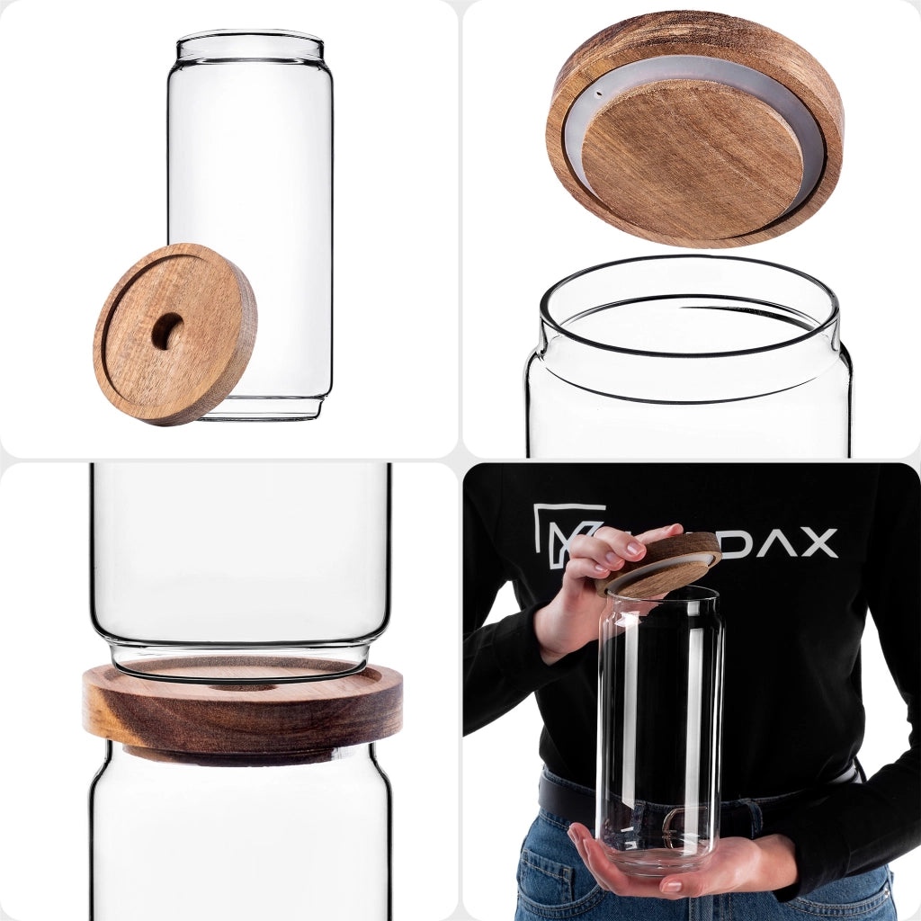 KADAX 3 contenitori in vetro per alimenti, spezie e pasta con coperchio, barattolo da 950 ml