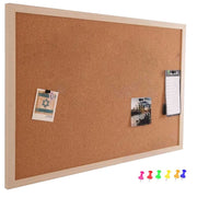 Trade Shop - Pannello Bacheca Da Parete In Sughero Con Cornice Legno 60 X 40 Cm 6 Puntine -