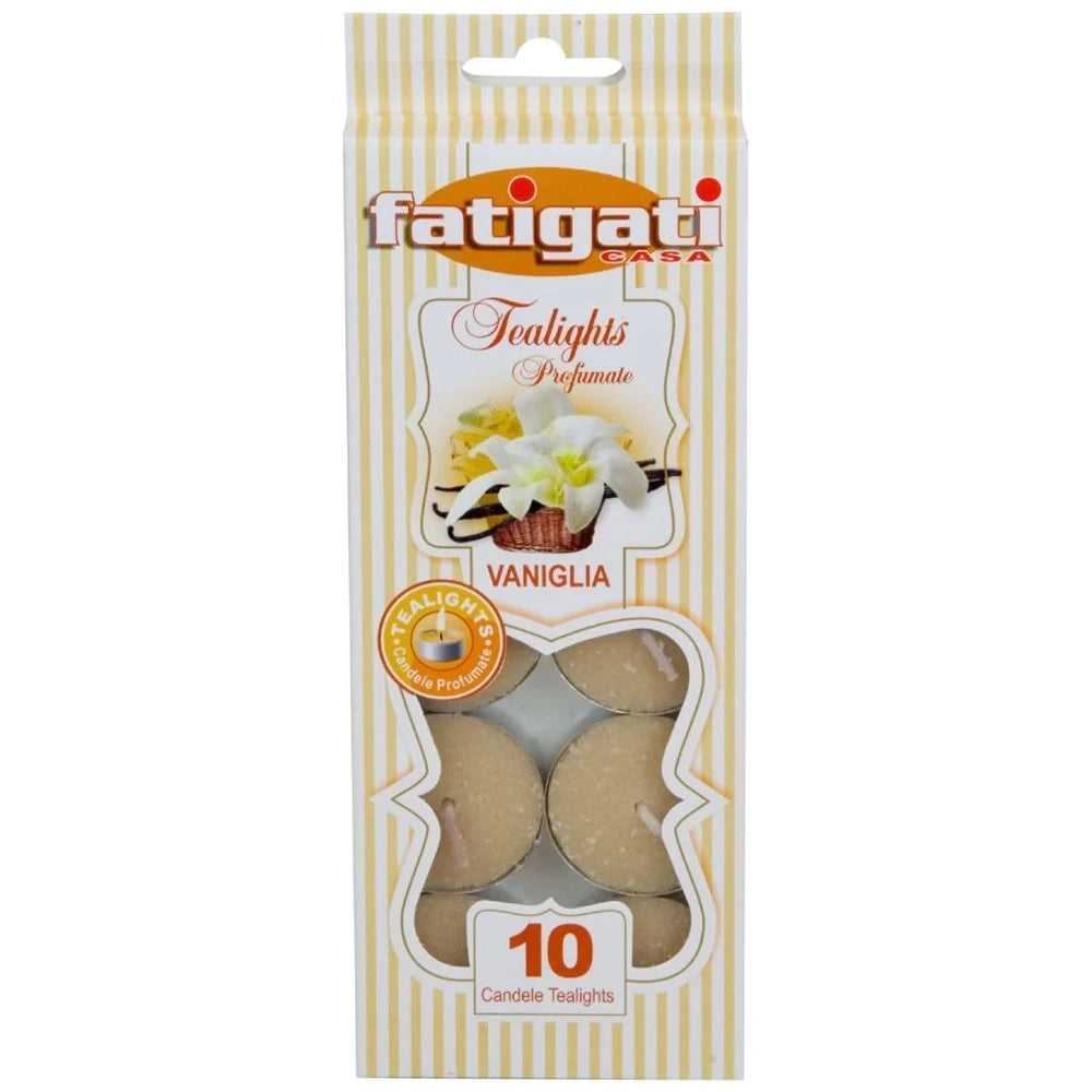 Trade Shop - Set 12pz Da 10 Candele Profumate Tealight Lumini Rotondi Fragranza Alla Vaniglia 295388 -