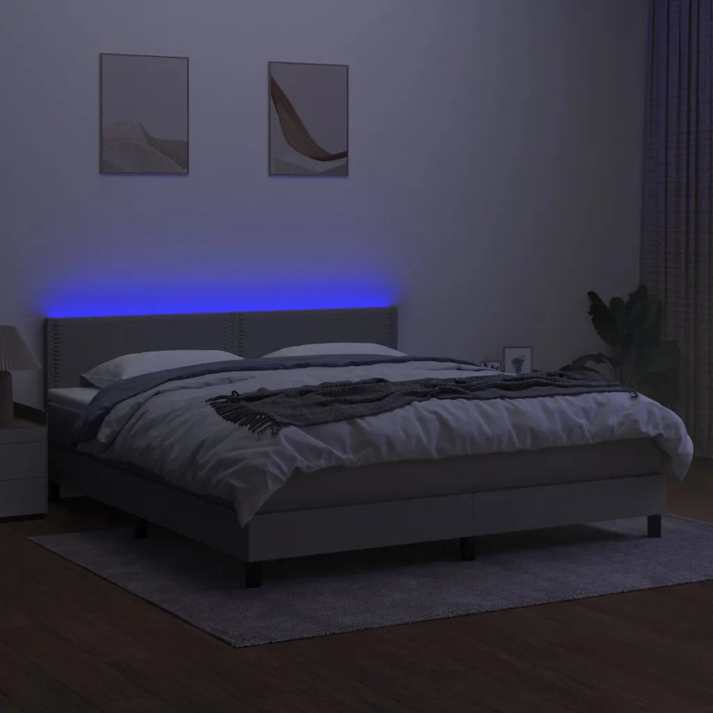 Letto a Molle Materasso e LED Grigio Chiaro 180x200 cm Tessuto cod mxl 45460