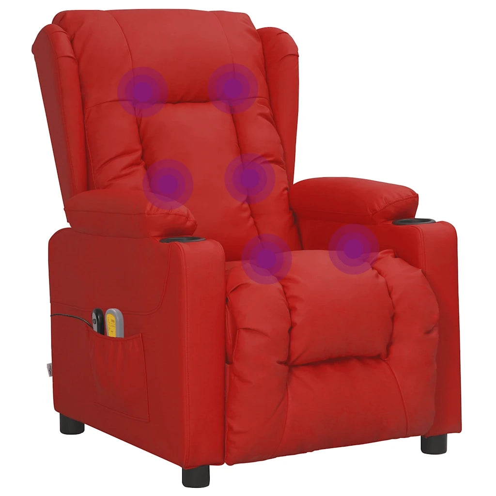 Poltrona Massaggio Elettrica Rosso Vino Similpelle