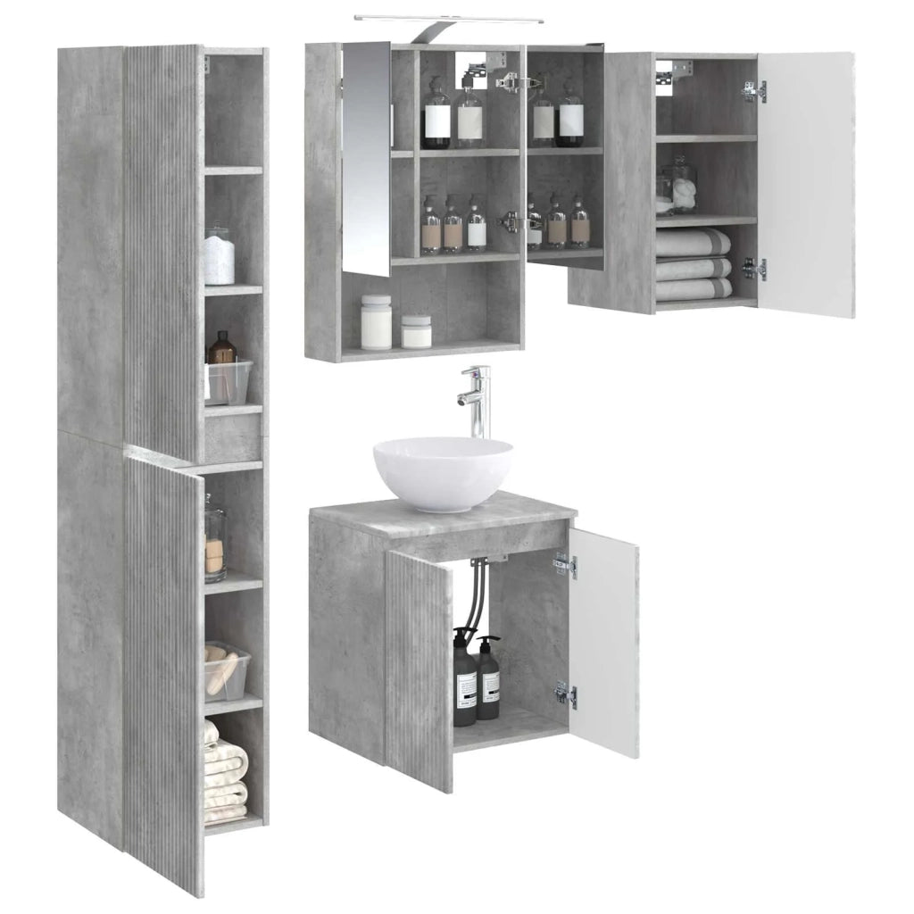 Set di Armadi da Bagno 5 pcs Grigio Cemento 50 x 14,5 x 70 cm 3407298