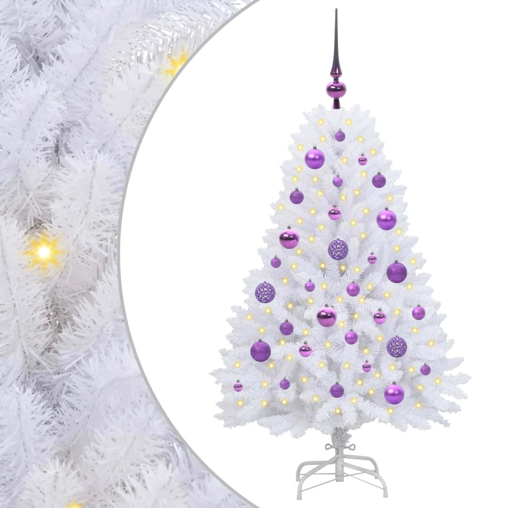 Albero di Natale | Decorazioni natalizie Artificiale con Rami Pieghevoli Bianco 120 cm
