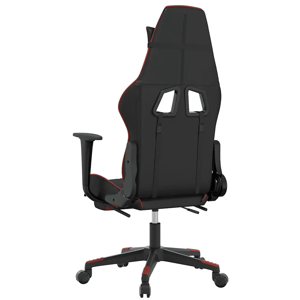 Sedia da Gaming | Sedia da e-sports Massaggio Poggiapiedi Nero e Rosso Similpelle