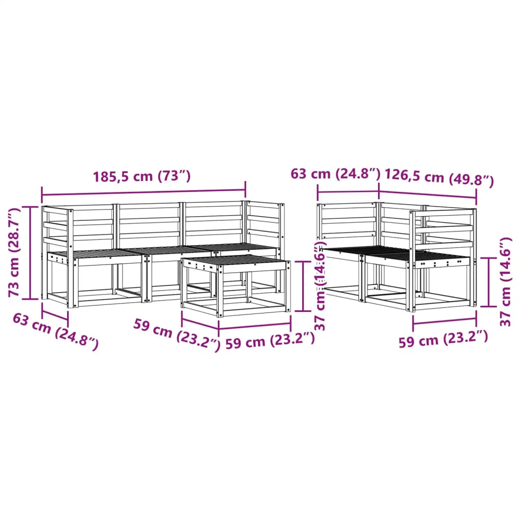 Set di divani da esterno 6 pcs Bianco 59 x 59 x 37 cm 3387228