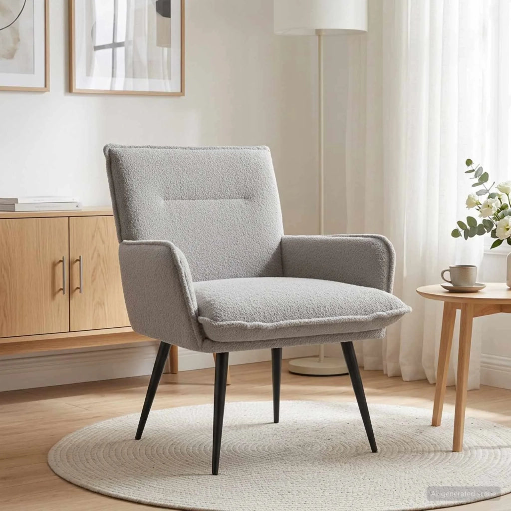Poltrona Grigio Chiaro Bouclé 42047692