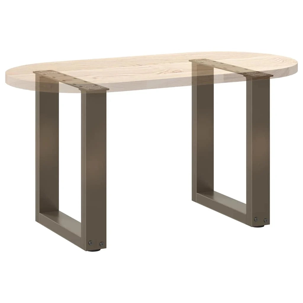 Set di 2 pratiche gambe per tavolino da caffè a forma di U con livellamento regolabile 38 x 42-43 cm in acciaio naturale 02_0057395