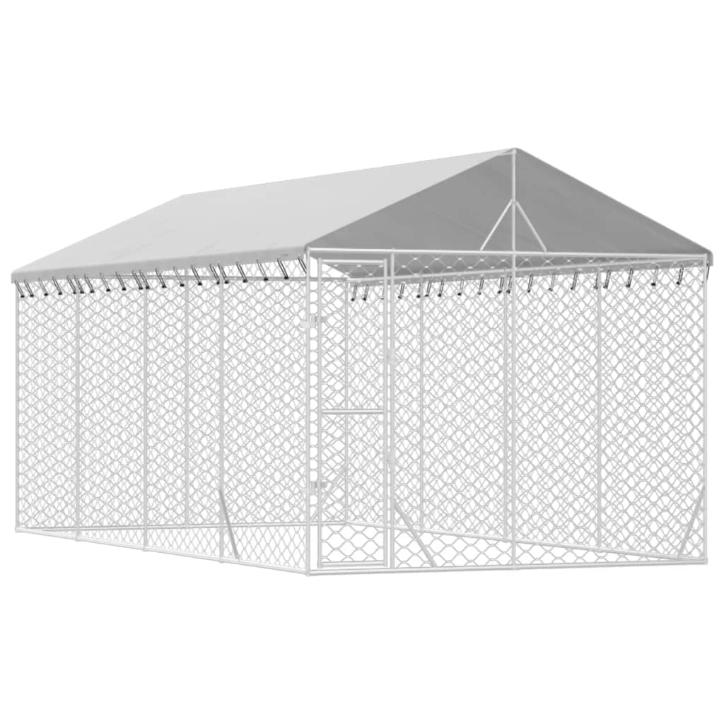 Cuccia/gabbia/recinto/zaino per animali da esterno con tetto argentato 3 x 6 x 2,5 m Argento 02_0041901