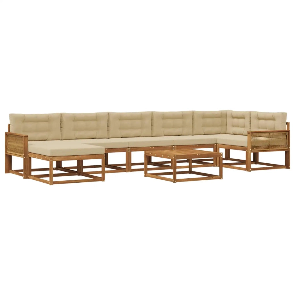 Set di divani da esterno con cuscino 8 pcs Naturale e Beige