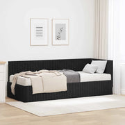 Struttura Letto Angolare con Materasso 2 pz-Giroletto con materasso Nero Velluto 209024