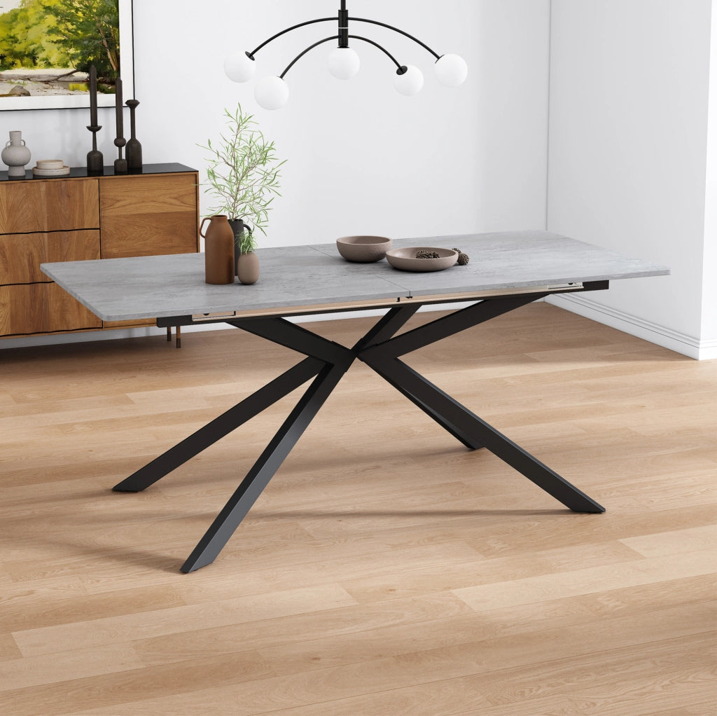 Tavolo da pranzo allungabile in MDF nero e grigio