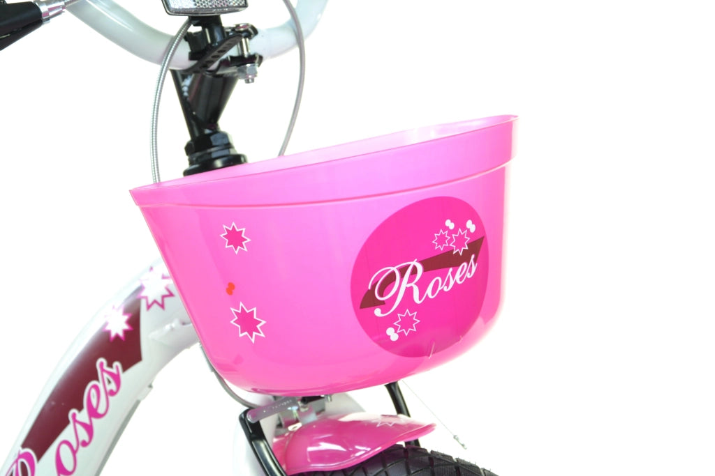 SCH ROSES 20", bicicletta per bambini, adatta a bambini tra i 6 e i 10 anni, per altezza tra 120 e 155 cm, cestino, camp