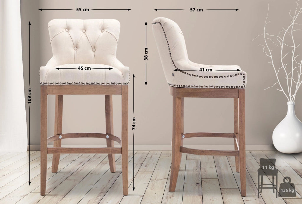 Sgabello Lakewood Stoffa antico-chiaro crema